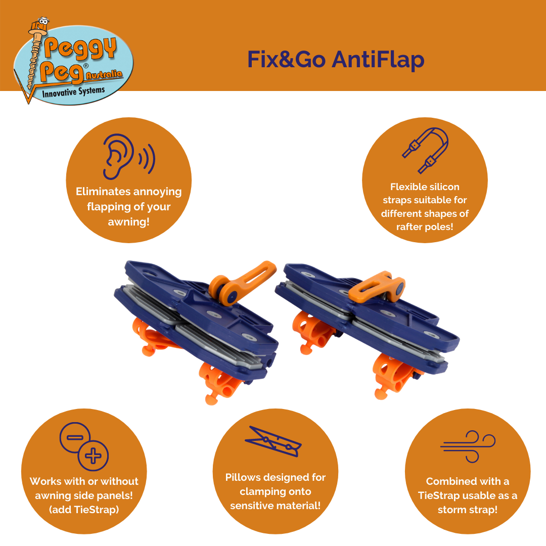 Fix&Go AntiFlap • Pack of 2 (PP19) • Eliminate the annoying flapping sound! ONLY Box style awning!!