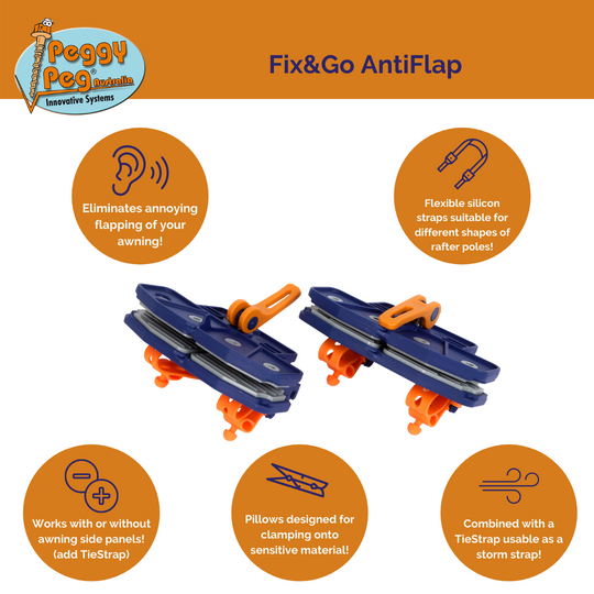 Fix&Go AntiFlap • Pack of 2 (PP19) • Eliminate the annoying flapping sound! ONLY Box style awning!!
