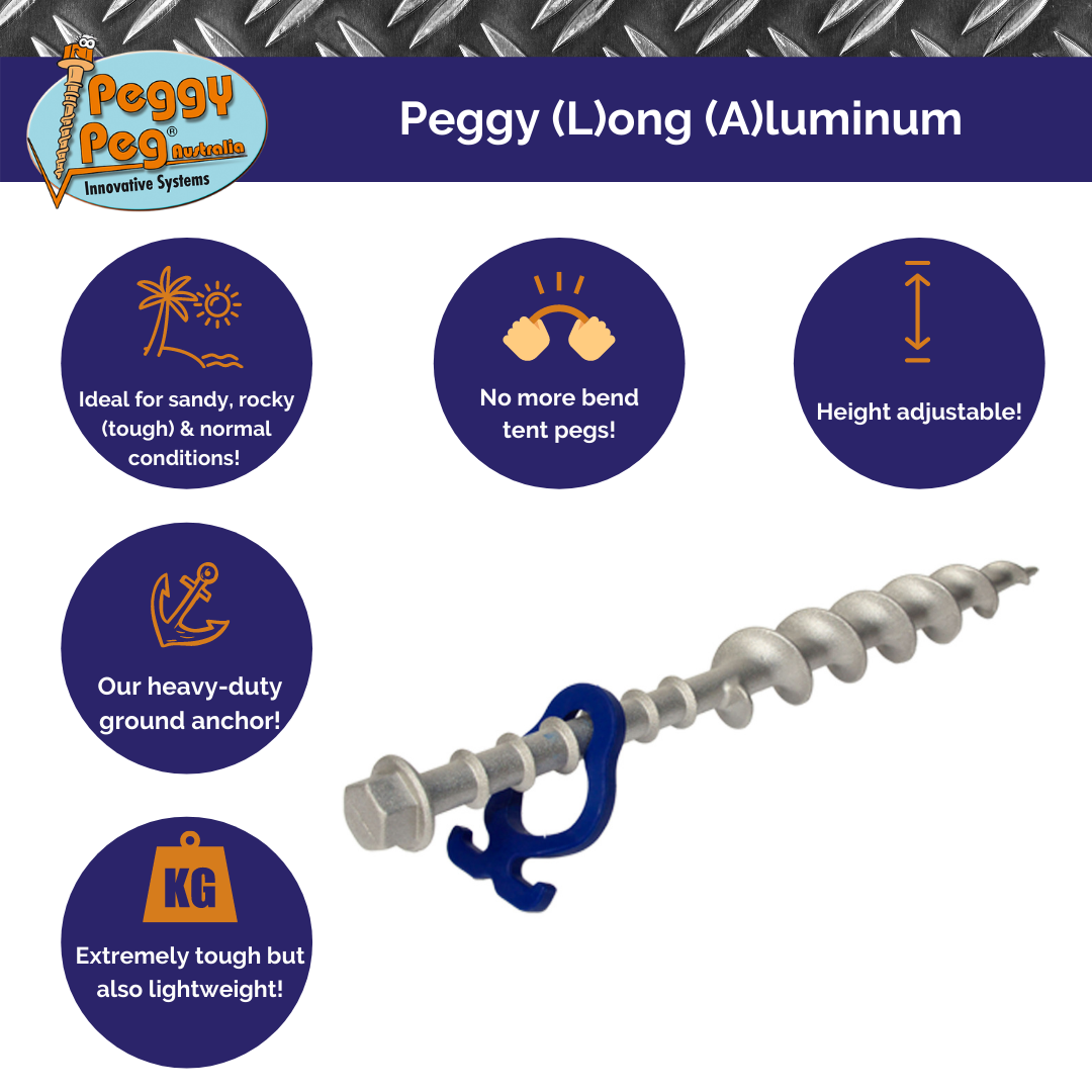 tent peg screw Screw-in Peg Long Aluminium (LA) • Pack of 2 (PP13) • Heavy Duty Alumi – Peggy Peg Shop Australia